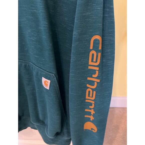 Carhartt men’s hoodie loose fit teal size medium midweight EUC Work Shirt Casual - Picture 3 of 7